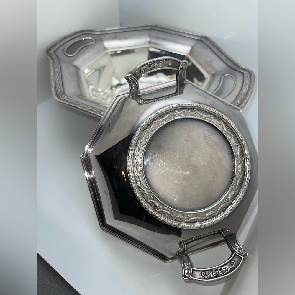 1920s KROME KRAFT FARBER BROS NYC Octagon Serving Por Dish with Lid SILVERCRAFT